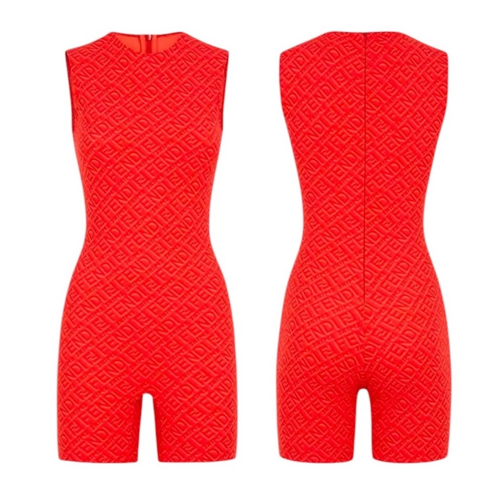 Fendi Red Sleeveless Jumpsuit